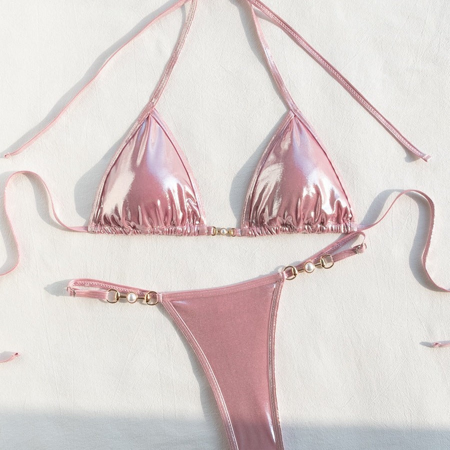 Split Swimsuit Women Sexy Backless Ornament Lace up Bikini Triangle Bag Bikini Bella Mia